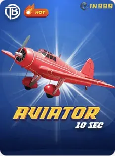 IN999 Aviator 10-second game card with a red plane
